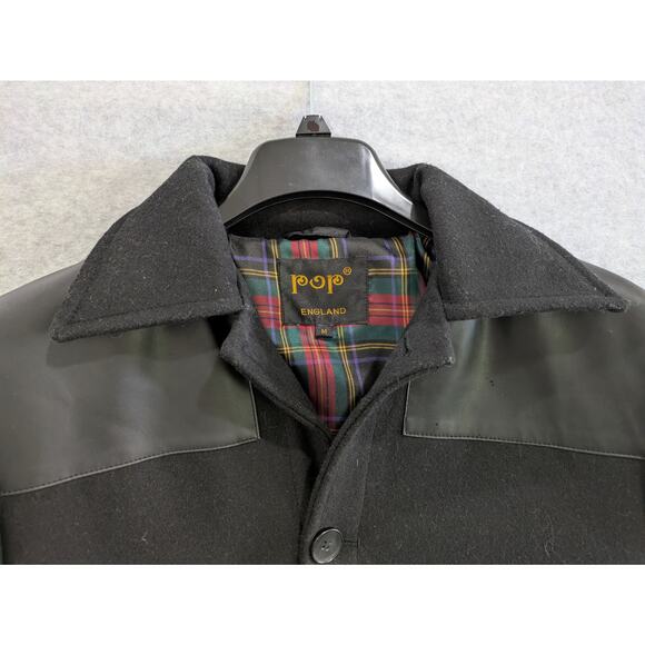 Popβ England Jacket Men's Medium Black Wool British Style Lined Jacket Vintage - Picture 4 of 8